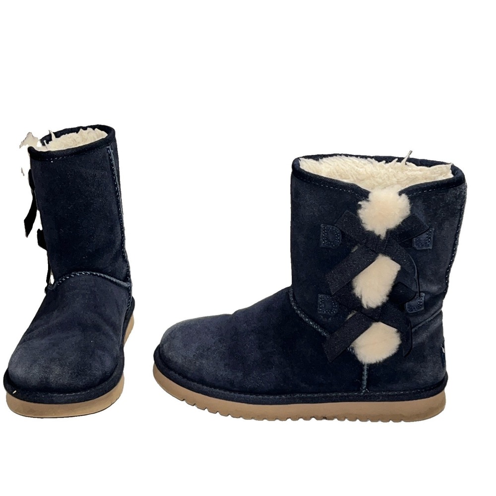 Koolaburra by UGG Victoria Short Bow Women's Boots Navy Blue Size 5 Sherpa Suede